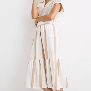 Ruffle-Hem Midi Skirt in Stripe